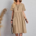 thumbnail image 2 of DGMIOCS Women's Sundress Casual Polyester Boho Fit and Flare Khaki L, 2 of 6