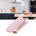 thumbnail image 2 of 3Pcs/Set Portable Travel Utensils Stainless Steel Spoon Fork Chopsticks Set for SchoolPink Gold (Pink Storage Box), 2 of 5