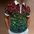 thumbnail image 2 of Polos Shirts for Men Adult Golf Summer Casual Short Sleeve Zipper Turn-Down Collar Shirt Tops Slim Fit Henley T-Shirt Printed Blouse Men's Tees Business Work Tops, 2 of 5