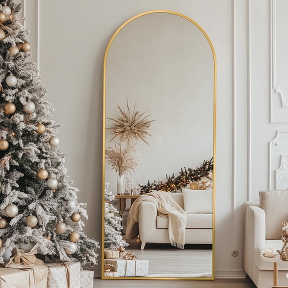 Antok 59"x 16.2" Arched Full Length Mirror Standing Floor Mirror Stand Up Mirror, Gold Frame