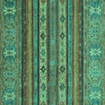 thumbnail image 1 of Ahgly Company Machine Washable Indoor Square Abstract Turquoise Blue Modern Area Rugs, 3' Square, 1 of 4