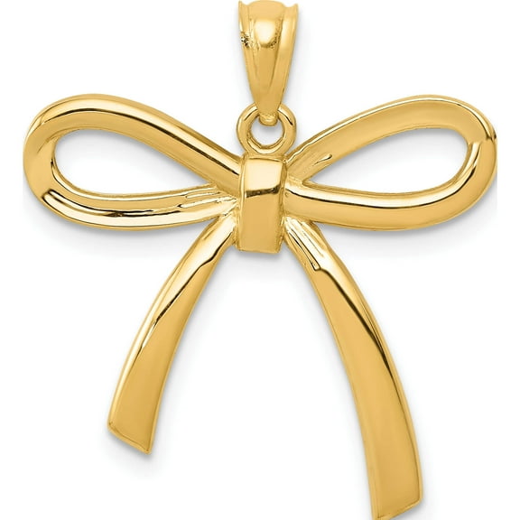 14K Yellow Gold Polished Ribbon Bow Pendant Made In United States k5422