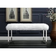 thumbnail image 1 of Inspired Home Renoir Faux Fur Chrome Metal Frame Ottoman Bench White/ Chrome, 1 of 8