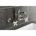 thumbnail image 4 of Kingston Brass KS3256PX Vintage Double-Handle Wall-Mount Bridge Kitchen Faucet, Polished Nickel, 4 of 7