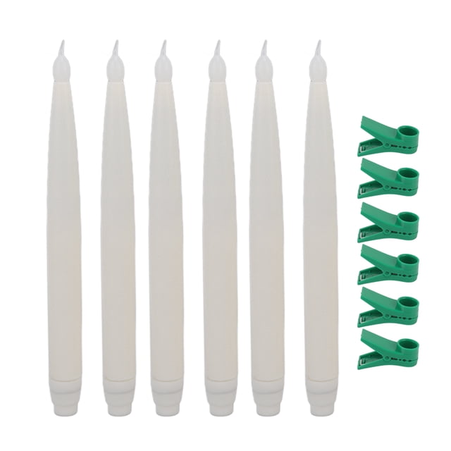 6Pcs LED Christmas Candles Battery Powered Warm Light Safe Eco Friendly Clip On Candle Lights for Wedding Party Cafe