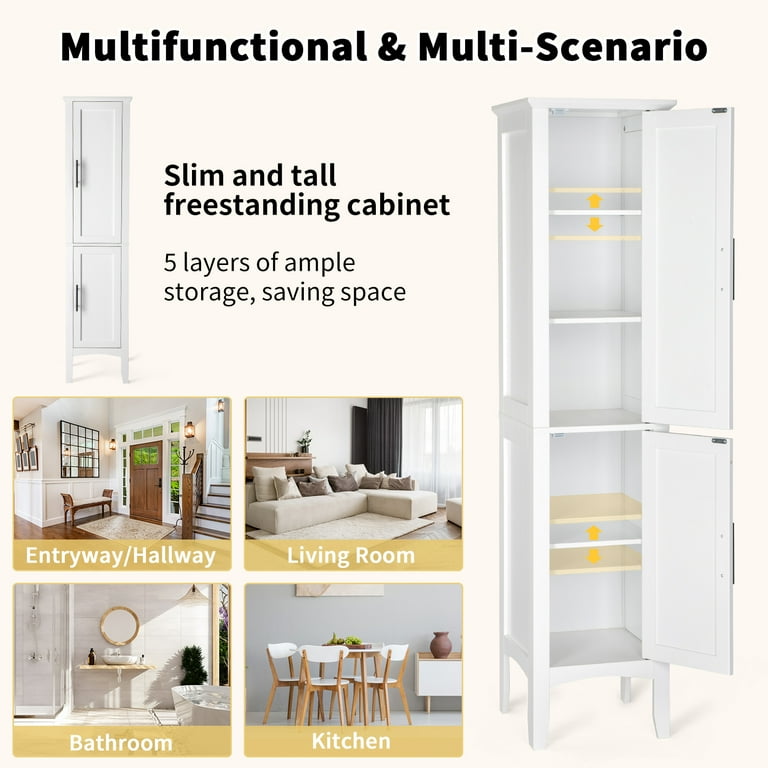 SalonMore Kitchen Bathroom Narrow Tall Storage Cabinet