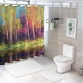 thumbnail image 7 of Orinice  Flower Shower Curtain, Autumn Trees Along Lake Fall in Jungle Natural Paradise Best Places in Earth, Cloth Fabric Bathroom Decor Set with Hooks,  69x72, 7 of 7