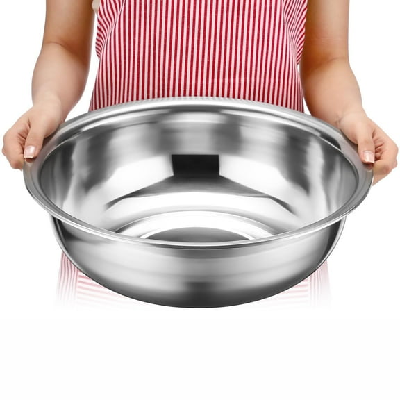 BlinkL Stainless Steel Mixing Bowls Metal Mixing Bowls Extra Large Basin Salad Basin Deeper Edge Dishwasher Safe Mirror Finish for Home and Commercial, Silver