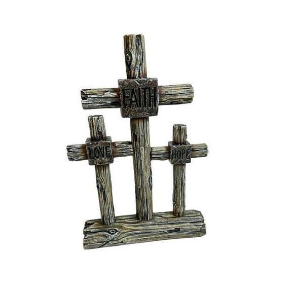 De Leon Collections 14036 Triple Standing Cross Rustic Religious Tabletop Dcor