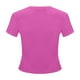 thumbnail image 4 of Top corto ajustado de manga corta para mujer - Camiseta básica informal con cuello redondo 2025 - Mezcla de rayón suave y elástico para uso diario, 4 of 5