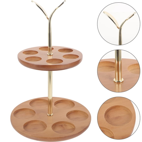 AURARMLET 2 Tier Shot Glass Organizer Rack, Glass Cup Stand for Kitchen, Home Cabinet Storage