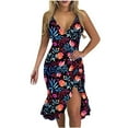 thumbnail image 1 of EQWLJWE Longue Robe pour Femmes Robe Sans Manches à Volants Décolleté en V Fendue Imprimée, 1 of 5