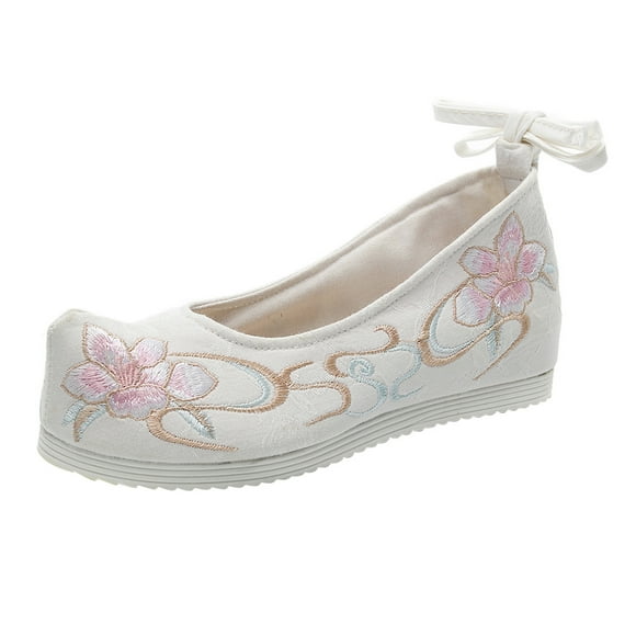 1 par de zapatos de seda femeninos zapatos de mujer exquisitos chinos espesos retro zapatos