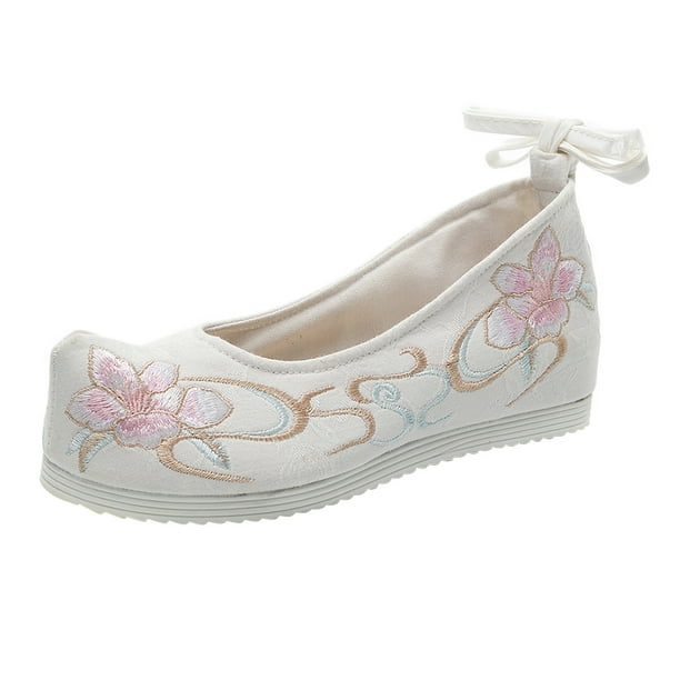 1 par de zapatos de seda femeninos zapatos de mujer exquisitos chinos espesos retro zapatos