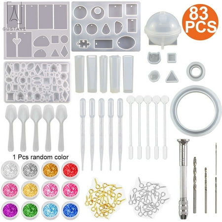 Gustave Design 83 Pieces Silicone Casting Molds and Tools Set, Jewelry Pendant Resin Mould With Storage Bag, Craft Epoxy Resin Making Kit For Diy Jewelry Craft Making