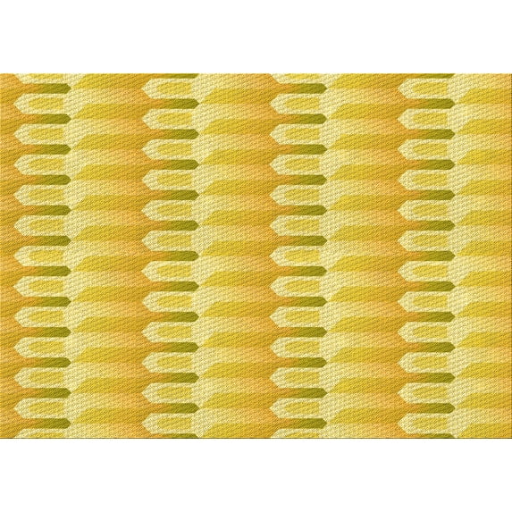 Ahgly Company Machine Washable Indoor Rectangle Transitional Bold Yellow Area Rugs, 6' x 9'