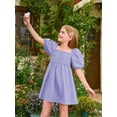 thumbnail image 3 of Vestido de verano Haloumoning para niñas, cuello cuadrado, color morado de 5 a 14 años, 3 of 6