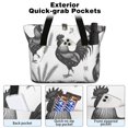thumbnail image 2 of Tote Bag for Women - Black and White Rooster Shoulder Bag - Large Utility Work Duffle Bag with Zipper Handbag for Travel, Work, Sprots, 2 of 5