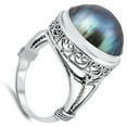 thumbnail image 4 of Freshwater Simulated Pearl Filigree Cocktail Ring .925 Sterling Silver Jewelry Female Male Size 9, 4 of 4