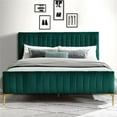thumbnail image 3 of Pemberly Row Wood and Fabric Upholstered Queen Platform Bed in Green, 3 of 4