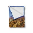 thumbnail image 2 of City Soft Flannel Fleece Throw Blanket, Porto Dom Luis Bridge at Night River Portuguese Coast Mediterranean View, Cozy Plush for Indoor and Outdoor Use, 50" x 60", Apricot Violet Blue, by Ambesonne, 2 of 5