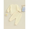 thumbnail image 5 of Elippeo Toddler Girls 2 Piece Outfit 3 6 12 18 24 Months 3 Years Letter Print Long Sleeve Sweatshirt and Elastic Waist Pants Set Baby Cute Fall Clothes, 5 of 10