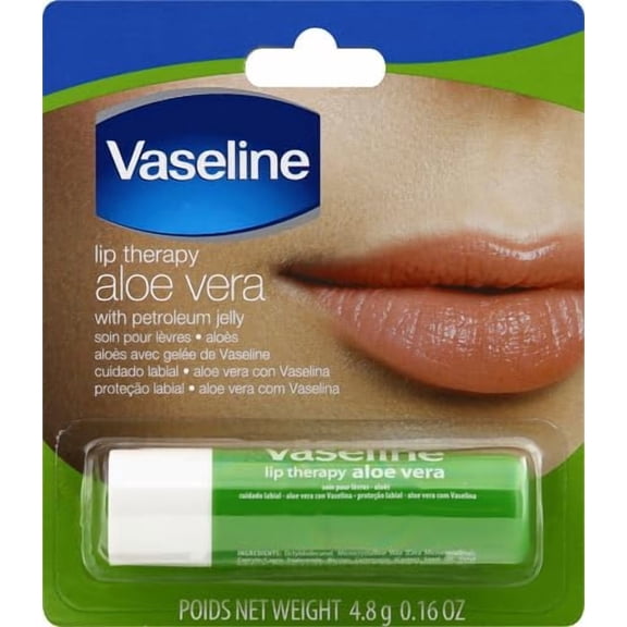 Vaseline Lip Therapy Moisturizing Hydrating Lip Balms with Aloe Vera, Vitamin E, Clear, 1 Count