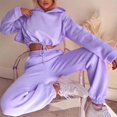 thumbnail image 1 of Trajes de jogger para mujer, traje de otoño de Color sólido, conjuntos de sudaderas con capucha de manga larga, chándal, conjunto de 2 uds de pantalones largos con capucha y bolsillos, 1 of 2