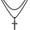 Black, variant on Cross Necklace for Men,Stainless Steel Silver Black Gold Layered Chain Cross Pendant Necklace for Men Cuban Link Chain Box Chain Cross Necklace 16-26 Inches