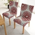 thumbnail image 2 of Vintage Red Grey Floral Stretch Chair Covers Slipcovers Set of 4 Printed Stretchable Dining Chair Slipcover Washable Removable for Kitchen,Hotel,Restaurant Flowers Chair Covers, 2 of 5