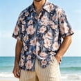 thumbnail image 4 of Yertdoel Hawaiian Shirt for Men Summer Funny Floral Printed Short Sleeve Loose Fit Button Down Beach Tops Outdoor Fashion Cozy Lightweight Casual Shirts, 4 of 5