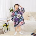 thumbnail image 6 of FORMRS Wearable Blanket Hoodie with Sleeves for Kids Cozy Flannel Sweatshirt, Pink and Purple Flowers, 6 of 7