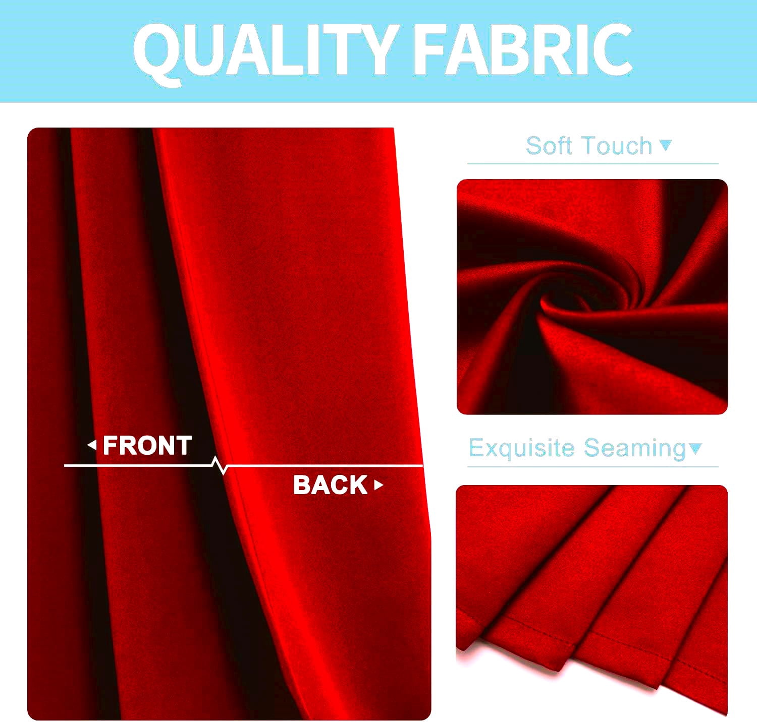 Set of 2 panels K68 red color blackout unlined thermal light blocking drapes for living room window curtain top grommets noise reducing 37" wide X 84" length each panel