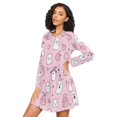 thumbnail image 3 of FORMRS Womens Long Sleeve Nightgowns Crew Neck Sleep Shirt Soft Pajamas Sizes S-3XL, Pink Halloween, 3 of 8