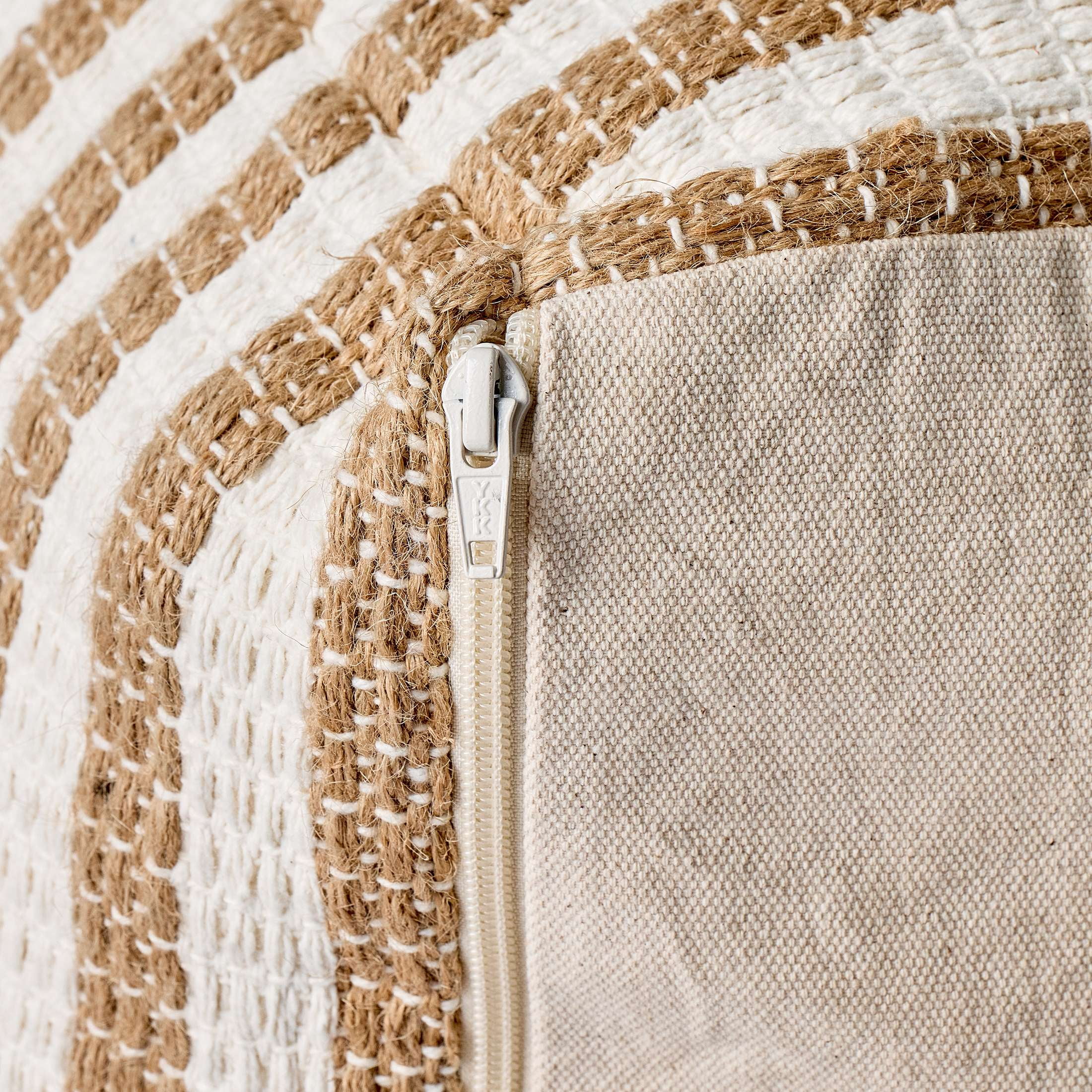 Better Homes & Gardens 16" x 16" x 16" Natural Jute Striped Pouf