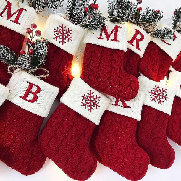 Medias tejidas con letras navideñas Adornos para árboles de Navidad 2022 Decoraciones navideñas para el hogar 2023