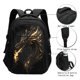 thumbnail image 3 of Balery Black And Gold Fire Dragon Mochila con carga USB para hombre y mujer - Mochila impermeable y antirrobo para laptop con puerto USB para viajes, trabajo, 3 of 7