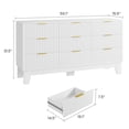 thumbnail image 2 of Commode à 9 Tiroirs pour Chambre, Commode Cannelée de 59 Pouces de Large avec Poignée en Métal, Commode Moderne en Bois Meuble Télé, Organisateur de Rangement pour Vêtements Garde-Robe en Bois pour Couloir, Entrée, Blanc, 2 of 8