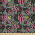 thumbnail image 2 of Ambesonne Modern Fabric by the Yard Microfiber, Abstracted Pumpkins Graphic, 3 Yards, Pink Mustard and Grey, 2 of 2