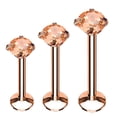 thumbnail image 1 of BodyJ4You 3PC Labret Stud Tragus Earring Set 16G Rose Goldtone Pink Crystal Helix Lip Cartilage, 1 of 6