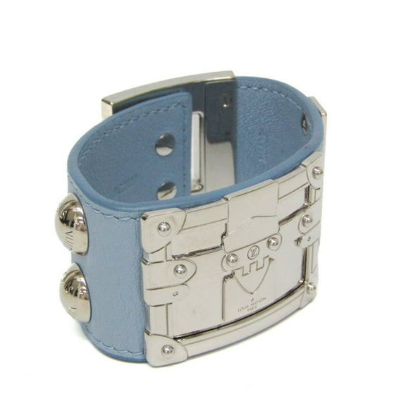 Pre-Owned Louis Vuitton Brasslet SOLV M6539 Leather,Metal Bangle Silver,Light Blue (Good)