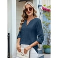 thumbnail image 2 of Womens V Neck Casual Hollow Out Eyelet Embroidered Blouses Shirts Beach Cover Up Tops Dressy  S, 2 of 8