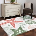 thumbnail image 4 of Rectangle Area Rug 4x6ft, Ocean Red Orange Green Coral Starfish Non-Shedding Washable Area Rug, Summer Sealife on White Non Slip Low-Profile Rugs for Living Room, Bedroom Dining Room, 4 of 9