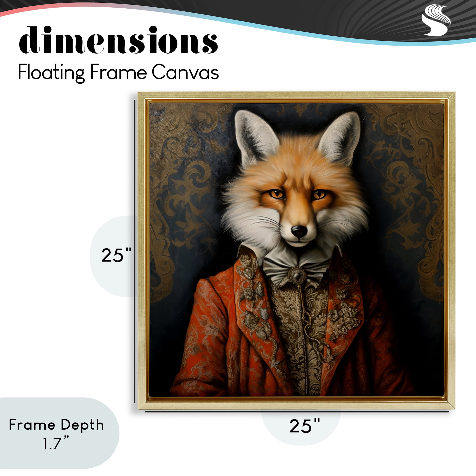 Stupell Industries Mystical Metamorphosis Fox Gold Framed Floater Canvas Wall Art, design by Lazar Studio