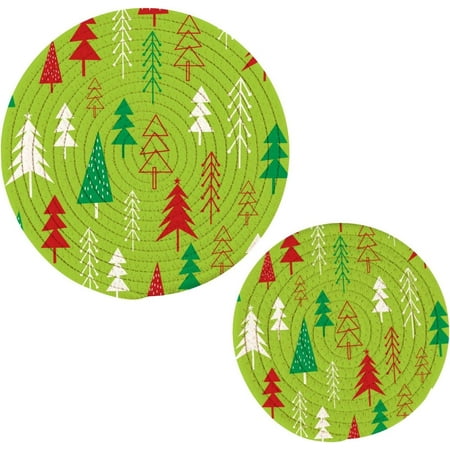 

GZHJMY Christmas Cute Fir Trees Trivets Pot Holders Set of 2 Hot Pads Table Mats Placemats Set for Cooking and Baking Cotton Braided Hot Pads 7.09 +9.45