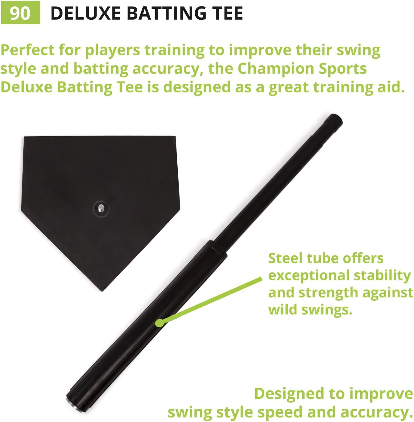 Champion Sports Deluxe Batting Tee - Mounted Adjustable Telescopic Batting Tee