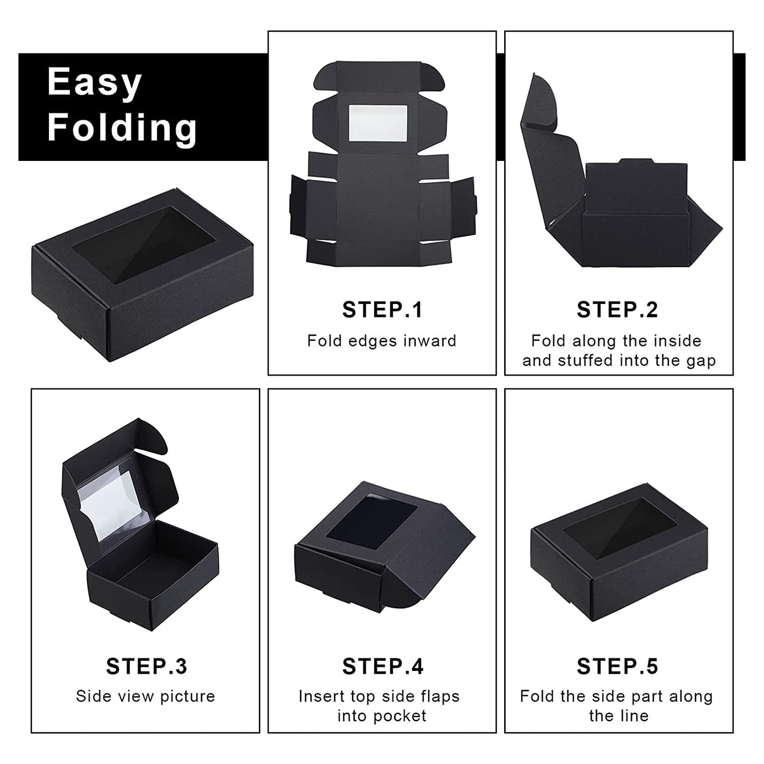 Buy 50 Pcs Mini Kraft Paper Box with Window Present Packaging Box Treat ...