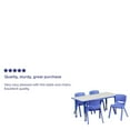 thumbnail image 5 of 23.625''W x 47.25''L Rectangular Blue Plastic Height Adjustable Activity Table Set with 4 Chairs, 5 of 5