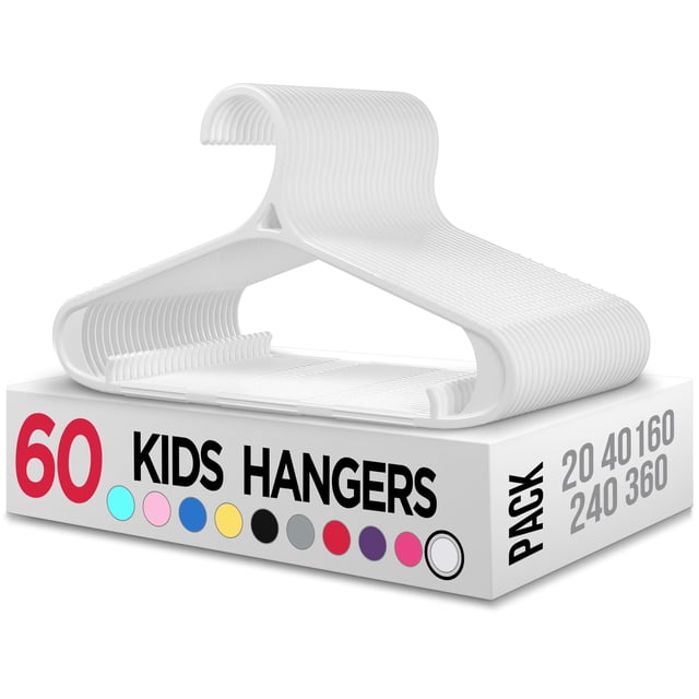 Hangers Utopia Home Kids (plástico, 28 cm, para armario, 60 unidades), color blanco