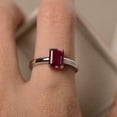 thumbnail image 4 of 2Ct Lab Created Ruby Emerald Cut Solitaire Engagement Ring 14K White Gold Plated, 4 of 4